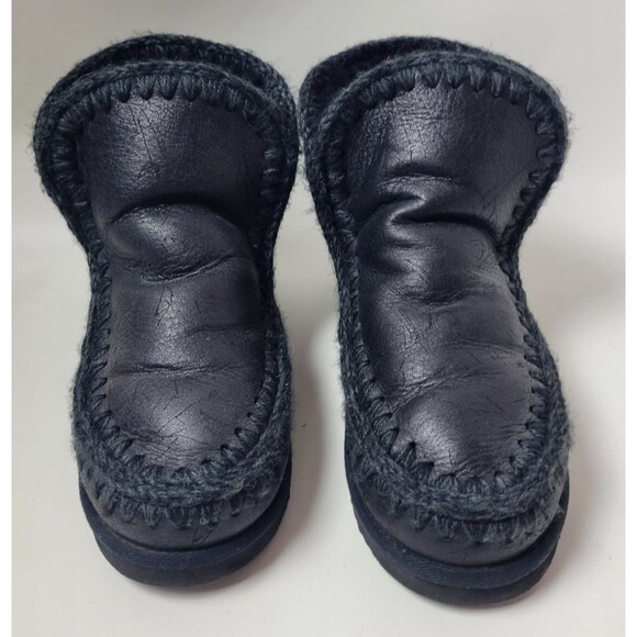 Mou Mens Black Sheepskin Ankle Eskimo Boots Sz 42 / US 9 ? - Picture 3 of 14